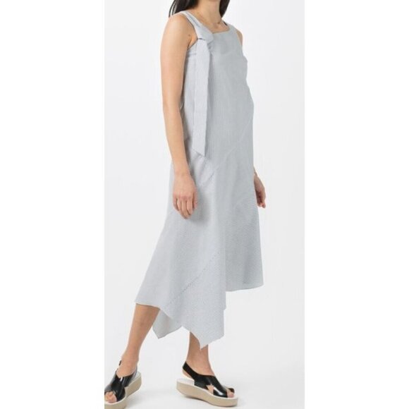 Sayaka Davis Women 4 Lagenlook Asymmetrical Hem Striped Cotton Dress with Pocket - Picture 1 of 14